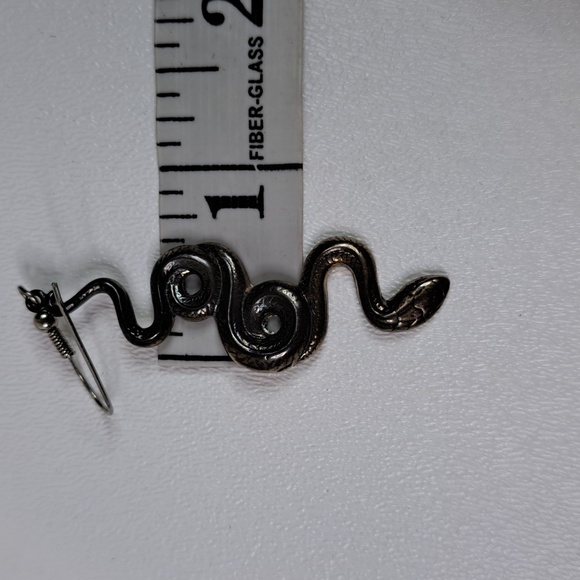 Patina Snake Vintage Sterling Silver Dangle Earrings - Picture 10 of 13